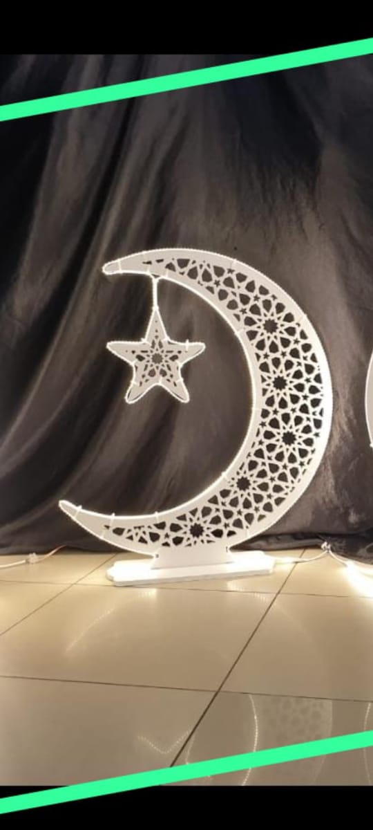 Ramadan Crafts Night Light Wooden Ramadan Star Crescent Mubarak Lamp Decor