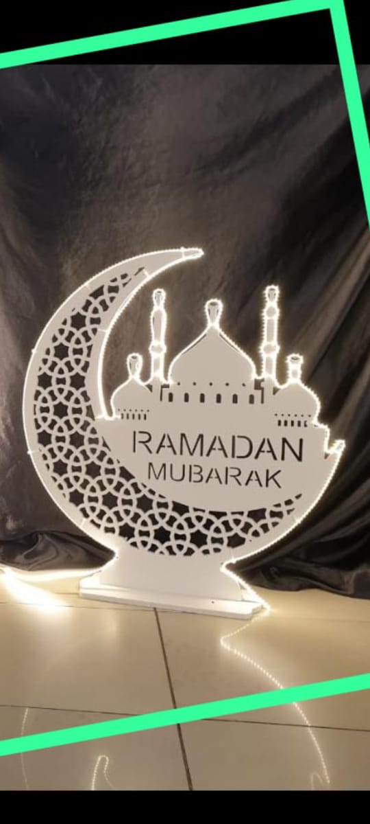 Ramadan Crafts Night Light Wooden Ramadan Star Crescent Mubarak Lamp Decor